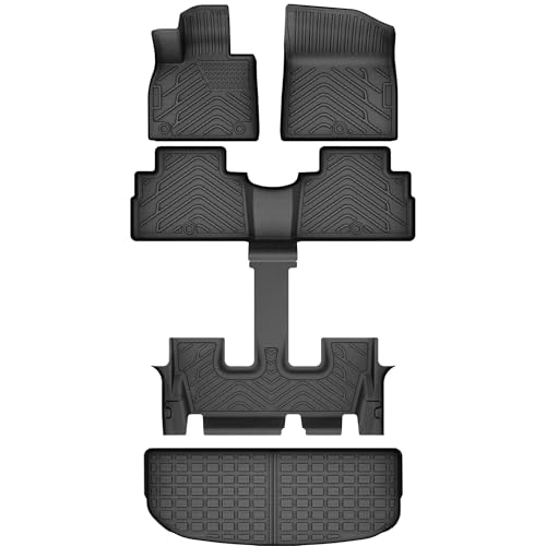Floor Mats & Cargo Liner Fit for Hyundai Palisade 2025 2024-2020 7 Seats, All Weather TPE Custom Palisade Floor Liners, Automotive 1st & 2nd & 3rd Row Mats and Trunk Mat Car Mats Set Accessories - style: 20-25 Hyundai Palisade Full Mats Set