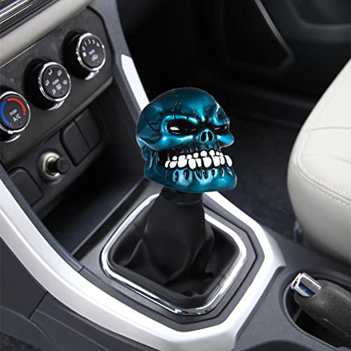 Skeleton Shifter Knobs Skull Gear Lever Handle Car Shift Head Fit Most Manual Automatic Transmission, Metallic Blue - color: Green 2