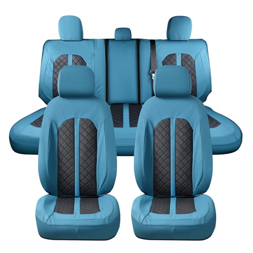 Truckiipa Ford F150 Seat Covers Full Set, Waterproof Automotive Custom Seat Covers for 2015-2026 Ford F150 SuperCrew, 2017-2026 F250 F350 F450 Super Duty Crew Cab, Full Set, Blue&Black - color: Blue&Black, size: Full Set