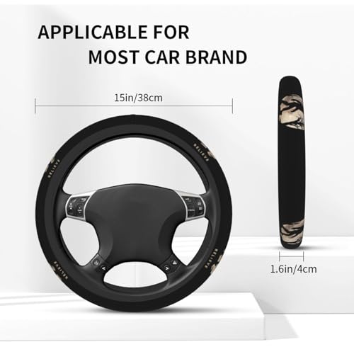 Funny Bigfoot Sasquatch Full Moon Steering Wheel Cover,Warm in Winter and Cool in Summer,15 in Universal Accessory for Diverse Car Fashion Elastic Breathable Silicone Anti-Slip Decor for Men Women
