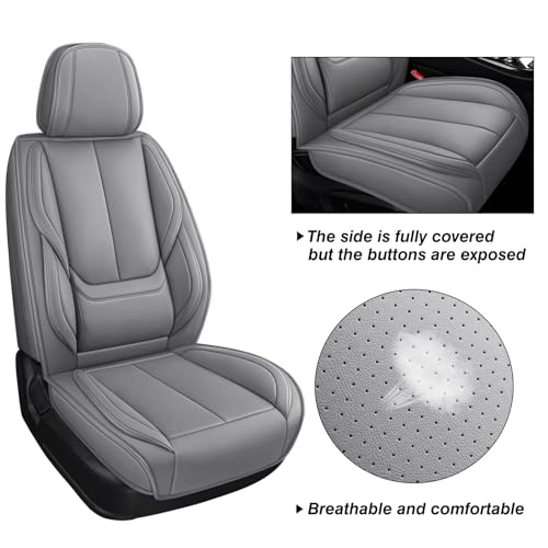 MINGBRON Front Car Seat Covers, Leather Car Seat Covers, Fit for Most Cars SUV and Most Sedan Grey - color: Grey 3, size: 2 Seat Covers (Front Only)