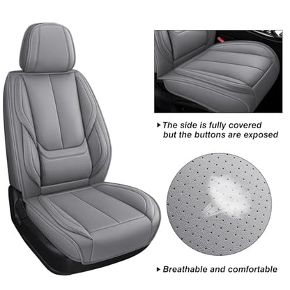 MINGBRON Front Car Seat Covers, Leather Car Seat Covers, Fit for Most Cars SUV and Most Sedan Grey - color: Grey 3, size: 2 Seat Covers (Front Only)