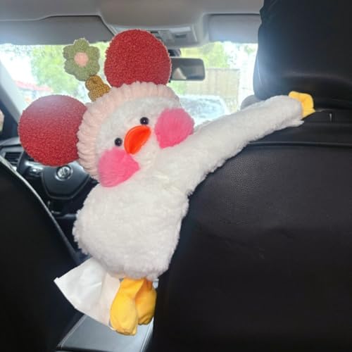 Plush Monkey Tissue Box Holder, Plush Pocket Tissue Cover for Car, Home, Office, Desk, Bathroom, Cute Decorative Soft Organizer (Green Flower Duck) - color: Green Flower Duck