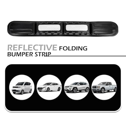 2 PCS Car Bumper Guard Strip, Anti-Collision Foldable Bumper Protector Trim with Strong Reflective Patch, 9.6" x 0.45" Car Door Edge Guards, Universal Car Night Safe Drive Accessories (White)
