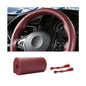 Genuine Leather Car Steering Wheel Cover, Sewing Stitch on Wrap Auto Wheel Cover with Needle Thread, Breathable Anti-Slip Vehicle Steering Stitching Protector, Universal Fit (Wine Red/Glossy) - color: Wine Red/Glossy
