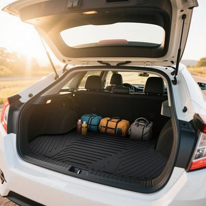 YITAMOTOR Floor Mats &Trunk Mat Fit for 2022-2026 Honda Civic Sedan (Not for Hatchback) / 2023-2026 Acura Integra TPE All Weather Custom Fit Car Liners Accessories, 1st & 2nd Row & Cargo Liner - style: 22-26 Honda Civic floor mats & cargo mats