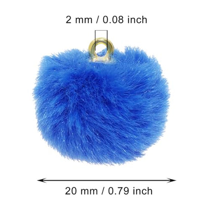 Tupalizy 50PCS Fluffy Pom Poms Charms Soft Fuzzy Faux Fur Puff Ball Pendant for Keychains Bracelets Earrings Jewelry Making Tassels Bags DIY Crafts Party Favors Gifts Accessories - color: Blue