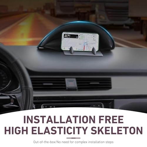 Cell Phone Sun Shade, Sunproof Glare-Proof Center Console Phone Cover, Foldable Installation-Free Dashboard Navigation Sun Shield, Universal for Most Vehicles (Black)