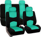 FH Group Stylish Full Set Car Set Covers Front Set and Rear Split Function, Airbag Compatible – Universal Fit for Cars Trucks & SUVs (Mint/Black) - color: Mint