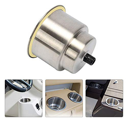 4Pcs Stainless Steel Cup Drink Holder Insert with Drain for Marine Boat, RV, Camper