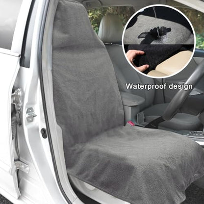 DXNQ 2PCS Car Towel Seat Cover, Waterproof Sweating Non-Slip Premium Soft Towel Carseat Protector, Universal Machine Washable Car Truck SUV Front Seat Cover for Gym Workout Beach Hiking (Gray) - color: Gray, 2pcs, Front