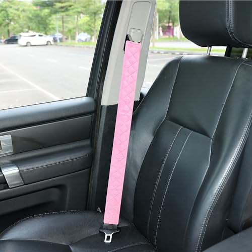 Amooca Soft Automotive Seat Belt Cover Seatbelt Shoulder Pad Neck Protector Cushions Universal Fit SUV Trucks Backpack Pink Extra Long 25.6in - color: Pink, size: 25.6in-1pc