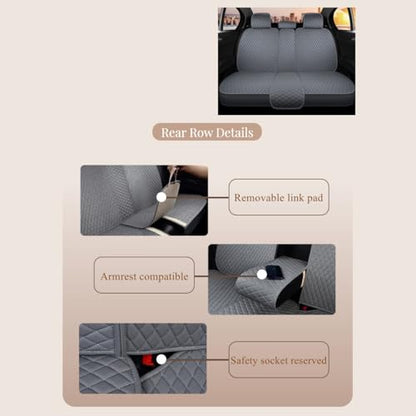 Red Rain Universal Car Seat Cover Full Set Leather Auto Seat Cushion Cover Full Coverage Waterproof Car Seat Protector (AA-Gray) - color: AA-Gray