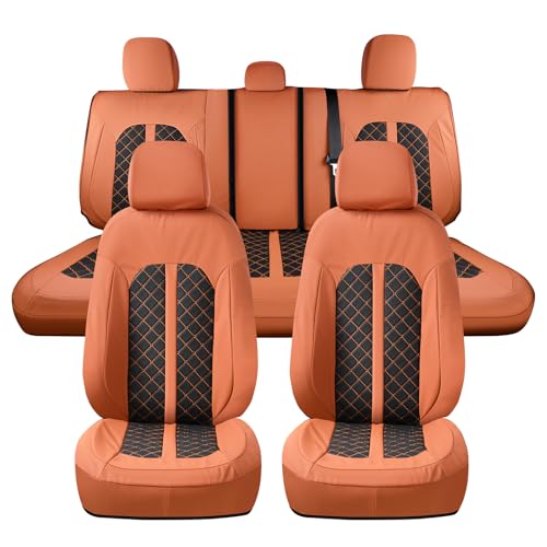 Truckiipa Ford F150 Seat Covers Full Set, Waterproof Automotive Custom Seat Covers for 2015-2026 Ford F150 SuperCrew, 2017-2026 F250 F350 F450 Super Duty Crew Cab, Full Set, Brown&Black - color: Brown&Black, size: Full Set