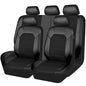 CAR PASS Leather and 3D Air Mesh Universal Fit Car Seat Covers, for Sedans,Trucks,Suvs,Airbag Compatible,Zipper Design and Reserved Opening Holes for Headrest(Full Set, Black and Black)