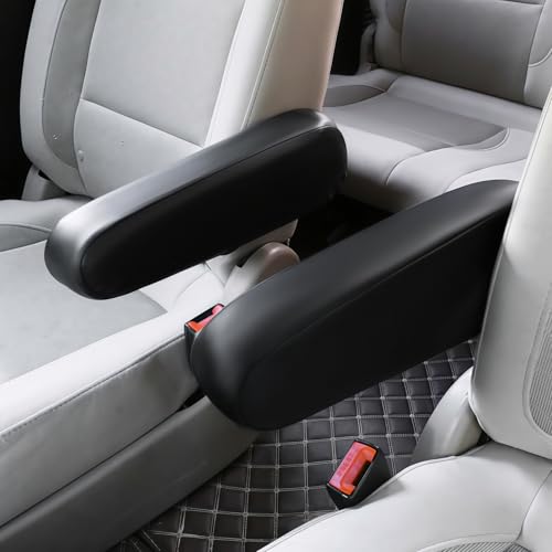 JDDRY Car Front Seat Armrest Covers Vinyl Leather,Car Armrest Protectors,Auto Arm Rest Cover Replacement,Universal for MPV/SUV/Truck(Black,2PC) - color: Black-2PC