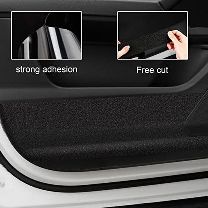 Ajxn Anti-Slip Car Door Entry Guard, 16.4FT DIY Adhesive Car Door Sill Protector, Car Paints Protector Sticker Cover Also Prevent from Scuffs, Scratches, or Damage, Textured Black (16ft x 7cm)