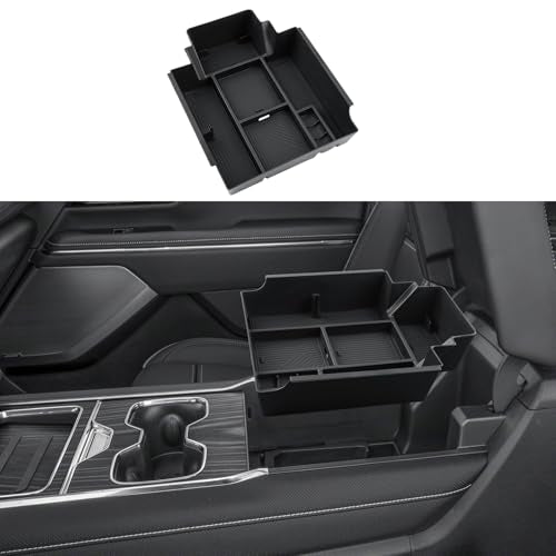 ECOZEN Top Layer Center Console Organizer For 2024-2026 Chevy Silverado EV/2024-2026 GMC Sierra EV Accessories - Armrest Storage Box With Handle For Silverado EV & Sierra EV Denali - Not For ICE Trim - size: Silverado EV 2024-2026 Organizer-Top