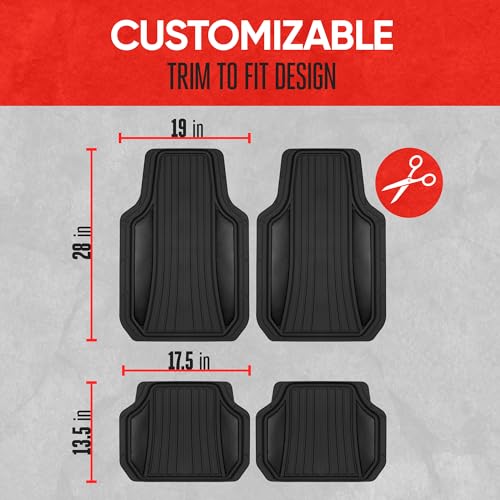 Motor Trend Rubber Car Floor Mats - Durable, All Weather Protection with Non-Slip Backing, Two Tone Accent - For Front and Rear, Black & Gloss Black - color: Black & Gloss Black