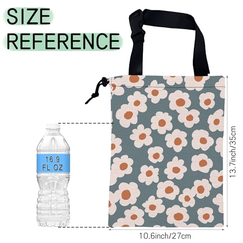 Groovy Flowers Car Garbage Bag,Daisy Waterproof Small Car Trash Bag Hanging Back of Seat,Drawstring Hanging Car Trash Bag with Adjustable Buckle for Car Accessories - color: Groovy Flowers