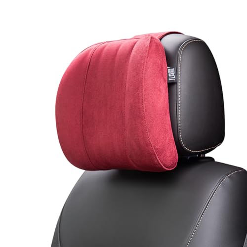 Car Neck Pillow Headrest, Memory Foam Car Headrest Pillow,Headrest Pillow for Car Relax Head Muscles and Relieve (Wine red) - color: Wine Red, size: 10.5in*9.5in*3in