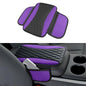 Patchwork Leather Car Center Console Cover,Microfiber Leather Vehicle Armrest Protector Cushion with 2 Storage Bags,Universal Cars Armrest Cushion for SUV, Sedan, Truck (Purple)