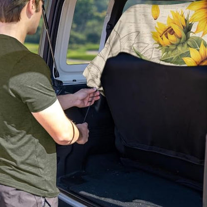 Dragonfly Sunflower Print Car Back Seat Cover Waterproof Automotive Seat Cushions Universal Fit Rear Bench Towel Seat Covers with Non-Slip Backing for SUV, Sedan, Van - color: Dragonfly Sunflower