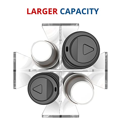 KOTEMON Cup and Lid Holder, 4 Compartment, Square | Rotating Coffee Cup Dispenser Lid Carousel for Restaurant, Buffet, Coffee Station, Bar, Countertop, Clear Acrylic - color: Clear