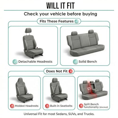 FH Group Car Seat Covers Full Set Cloth - Universal Fit Automotive Seat Covers, Low Back Front Seat Covers, Solid Back Seat Cover, Washable Car Seat Cover for SUV, Sedan and Van Green - color: Green, style: Seat Cover Full Set