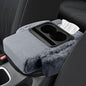 wuyaoyao Car Center Console Armrest Pillow, 13.78"×7.87"×2.76" Soft Plush Arm Rest Cover for Cars, 5-in-1 Warm Fluffy Auto Armrest Cushion Pad w/Pocket, Tissue Box, Cup Holder (Gray) - color: Gray