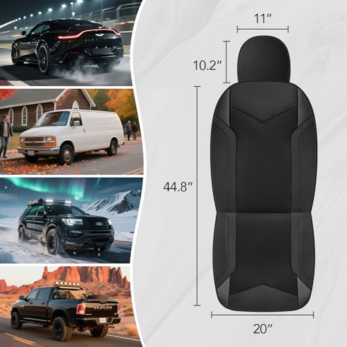 PIC AUTO Car Seat Cover, Super Breathable Mesh Front Seat Cover for Cars, Black Leather Seat Covers, Universal Fit, Durable, Airbag Compatible, Suitable for SUVs, Trucks, Sedans, and Vehicles - color: Black