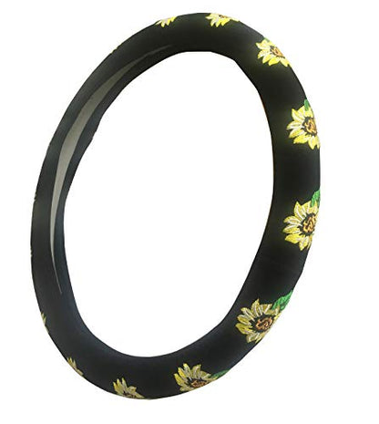 Mayco Bell Automotive Women Embroidery Cute Car Steering Wheel Cover (Sunflower) - color: Sunflower