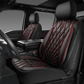 CAR PASS Piping Luxury PU Leather Two Front Car Seat Covers, Waterproof Anti Slip Seat Covers Compatible with Front Seat Armrests,Universal Fit for Suvs,Vans,Trucks,Airbag Compatible(Black and Red) - color: Black and Red, size: Two Front