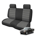 Truck Seat Cover Compatible with 1995-2004 Toyota Tacoma Front Bench Seat with Molded Headrest and Small Notched Cushion, Knitted Fabric - color: black & charcoal