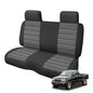 Truck Seat Cover Compatible with 1995-2004 Toyota Tacoma Front Bench Seat with Molded Headrest and Small Notched Cushion, Knitted Fabric - color: black & charcoal