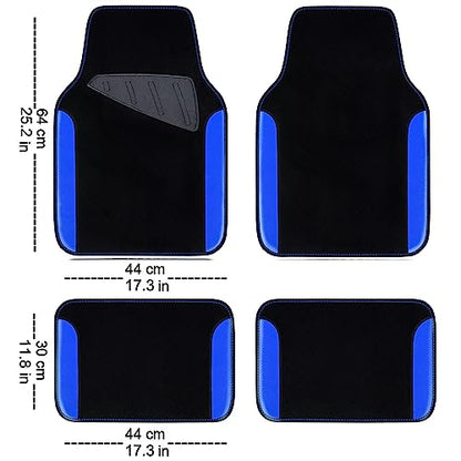 CAR PASS 3D Air Mesh Car Seat Covers Full Sets w/5mm Sponge, 4Pcs Waterproof Car Floor Mats, Steering Wheel Cover Universal Fit for SUV Sedan Truck, Airbag Compatible Automotive Interior(black & blue) - color: Blue Combo