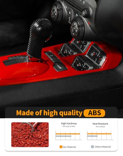 Hoolcar 2PCS Center Console Gear Shift Panel Cover Trim Kit Interior Accessories for Chevy Camaro 2010-2015, Red - color: Red