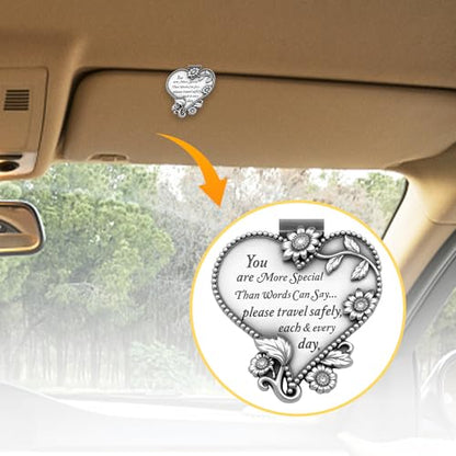 Heart-Shaped Car Visor Clip, Driving Safety Prayer Religious Car Gifts for New Driver Teen Boys Girls Parent Family Friends, New Car Gifts