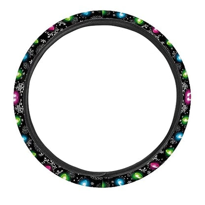 AFPANQZ Christmas Steering Wheel Covers Xmas Lights Print Car Steering Wheel Cover Universal Fit Almost Car Non-Slip Steering Wheel Covers Soft Sweat Absorbing Steering Wheel Protector Cover - color: Christmas Lights