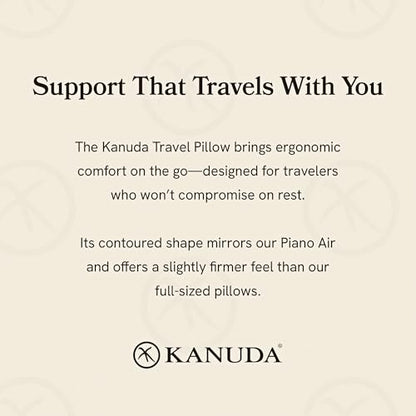 Kanuda Travel Pillow (Scandi Blue) – Orthopedic Cervical Neck Pillow for Travel, Firm Ergonomic Memory Foam Support with CV4 & OCBR Therapy, Washable Cover & Storage Bag