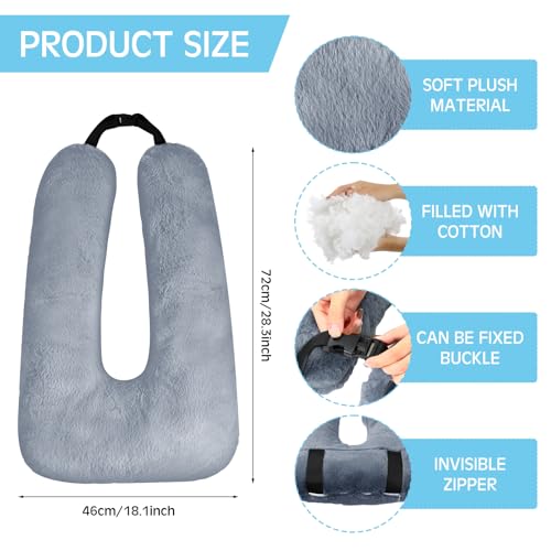 Barydat 2 Pcs Car Travel Pillow for the Back Seat 28 x 18 in Sleeping Reading Pillows for Distance Travel Car Cushion for Kids Adults Head and Body Support U Shaped Pad(Gray, Black) - color: Gray, Black