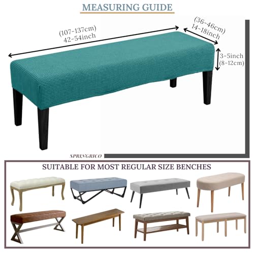 SPRINGRICO Stretch Dining Bench Cover, Removable Bench Slipcover Washable Bench Seat Protector Rectangle Bench Cover for Dining Room, Living Room, Bedroom, Kitchen (S1-Teal) - color: S1-teal