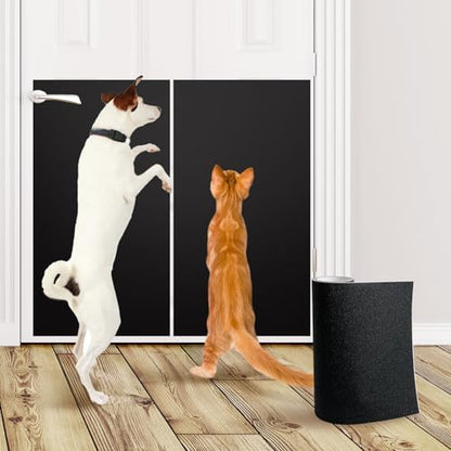 BNOSDM Self-Adhesive Dog Nail File Scratcher Emery Paper Cat Nail Scratch Board Replacement Sandpaper, Cuttable Pet Furniture Scratching Pad Protector for Door and Wall (17in*16ft, Black) - size: 17x197in-16ft