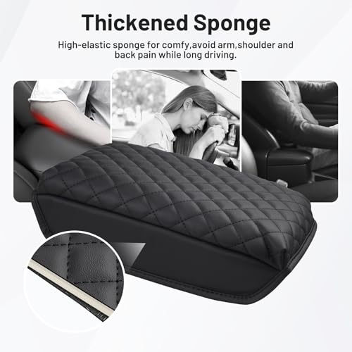 Autorder Center Console Cover for 2024 2025 2026 Toyota Tacoma Accessories Armrest Cover Anti-Scratch Middle Console Pad Leather Armrest Cushion Protector Black - size: 24-26 Tacoma Armrest Cushion