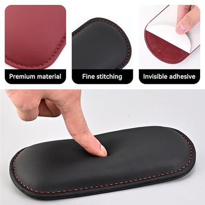 Car Center Console Knee Leg Elbow Cushion Pad, Soft Leather Door Armrest Foot Care Thigh Support Comfort Pillow, Auto Interior Accessories for Knee Pain Relief (Black/Red)