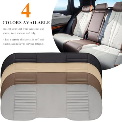 Leather Car Seat Cover, Breathable Rear Seat Bottom Cushion Pad Filling Bamboo Charcoal, Comfortable Anti-Slip Vehicle Long Bench Cover with Storage Pockets, Car Accessories (Black) - color: Black