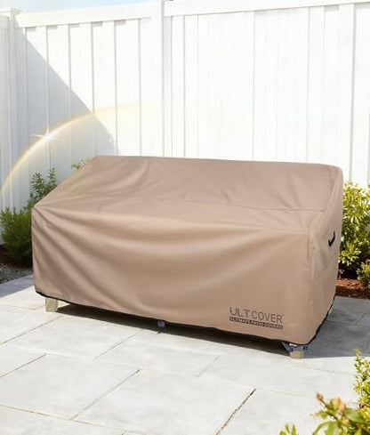 ULTCOVER Waterproof Outdoor Sofa Cover - Heavy Duty Patio Bench Covers 86W x 30D x 35H inch - color: Brown-30"Deep, size: 86"x30"x24"/35"(H)