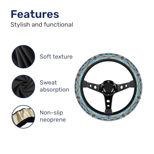 GENANY Dragonfly Steering Wheel Cover, Non Slip Polyester Car Wheel Protector for Car SUV Truck, Universal 15 Inch - color: Dragonfly