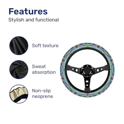 GENANY Dragonfly Steering Wheel Cover, Non Slip Polyester Car Wheel Protector for Car SUV Truck, Universal 15 Inch - color: Dragonfly