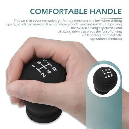 Car Gear Shift Knob Cover, 5 Speed Right Round Gear Shift Knob Covers, Silicone Anti Skid Protector, Universal Interior Accessories for Most Vehicles (Black)